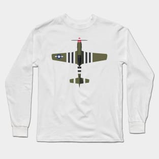 Olive Green P51 Mustang 2D plane Long Sleeve T-Shirt